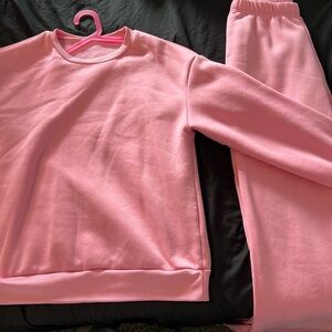 Pink Sweatshirt and Sweatpants Set